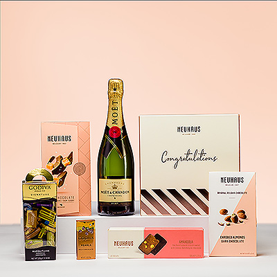 Envoyez vos &#39;félicitations&#39; avec une magnifique collection de chocolats belges de Neuhaus et Godiva, accompagnés du champagne Moët & Chandon. C&#39;est le moyen idéal de célébrer les occasions spéciales de la vie avec les amis, la famille et les partenaires commerciaux.