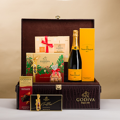 Godiva Holiday Chocolates Deluxe with Veuve Clicquot